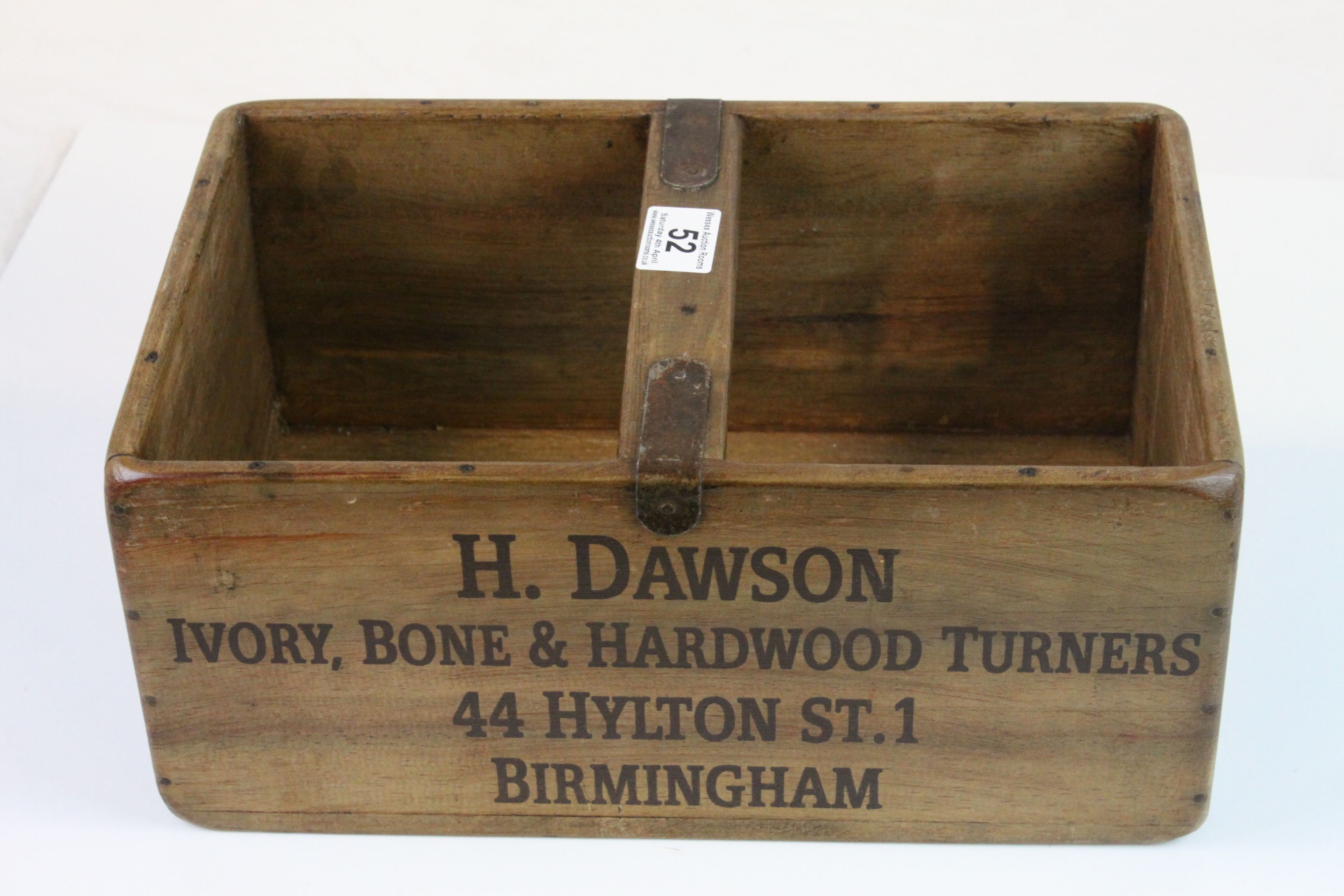 Wooden Trug marked ' H Dawson, Ivory, Bone & Hardwood Turners ' - Image 3 of 4