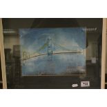 English / Welsh School - 'The Severn Bridge' pencil & pastel 21 x 29cm