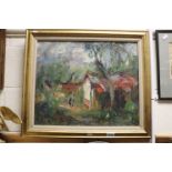 Framed Impressionist Oil Painting of a Figure in a Rural Landscape, 51cms x 43cms