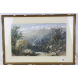 S Paget / Pagal ? - Mountainous river landscape with figures, watercolour, signed lower right 31 x