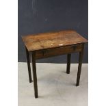 Georgian small oak side table with drawer