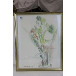 Millington-Drake (Teddy 1935 - 1994), Charcoal and Watercolour of Still Life Flowers, signed and