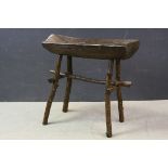 Vintage rustic elm preparation table with well worn top
