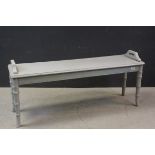 Window seat in the Regency manner with sabre faux bamboo legs, approx. 48" x 14"