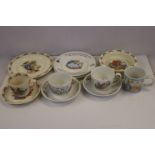 Collection of Twelve Children's Cups, Mugs, Saucers, Plates and Bowls including Wedgwood Peter