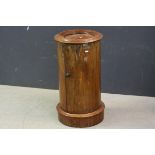19th century Mahogany Circular / Cylindrical Bedside Cabinet with single door on plinth base,