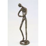 Modernist bronze figure standing approx. 27cm, unsigned
