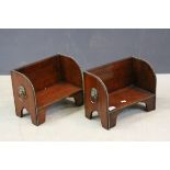 Pair of mahogany and brass table top book troughs with lion mask handles in the regency manner