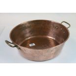 Copper Preserving Pan with Twin Loop Brass Handles, 37cms diameter