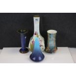 Collection of Four 20th century Ceramic Vase including Gebruder Heubach Vase with Iris Design