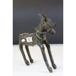 Indian Style Bronze Donkey decorated with coloured beads, 28cms high