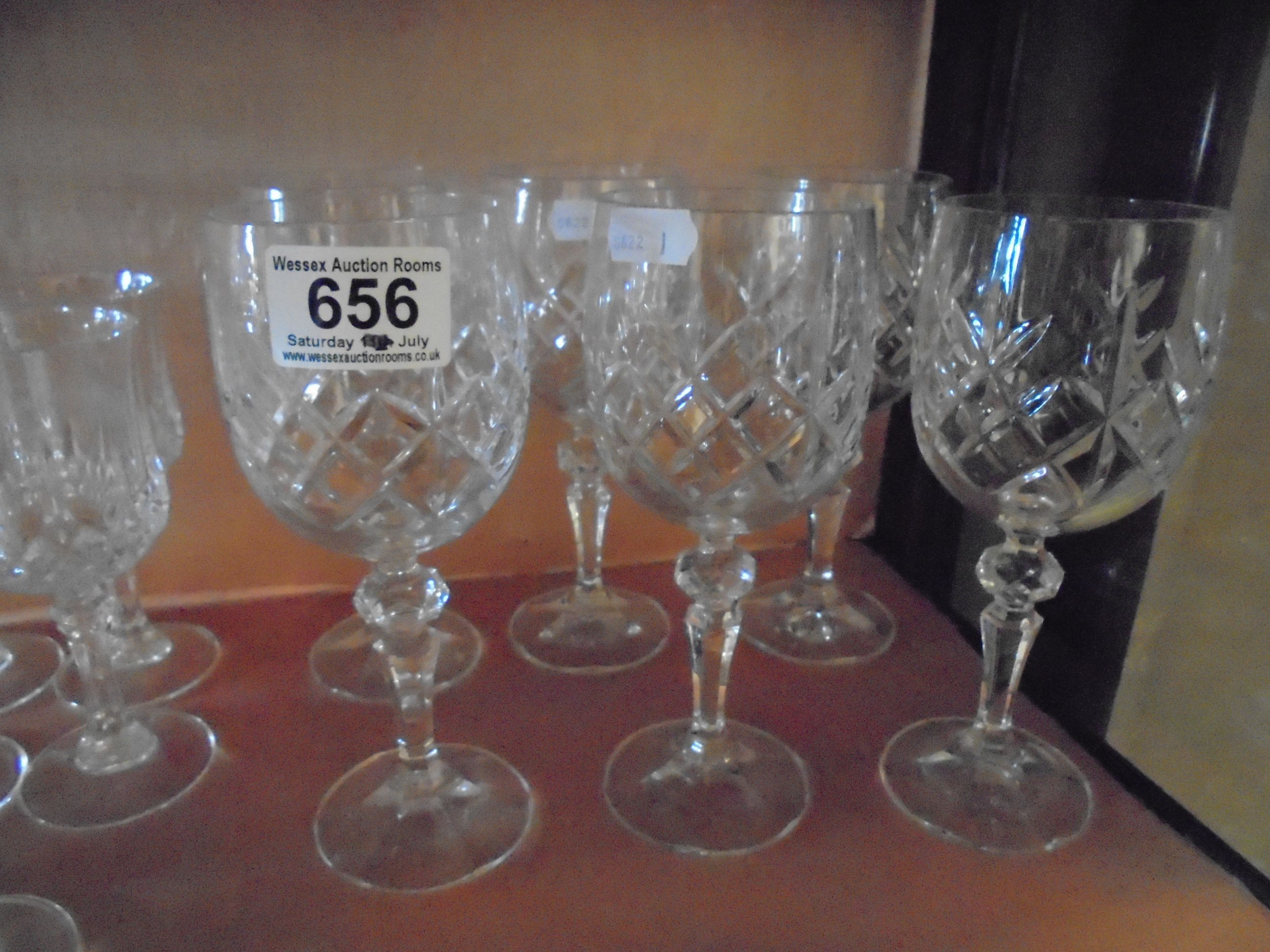 Set of Six Edinburgh International Crystal Cut Glass Wine Glasses, Five Edinburgh International