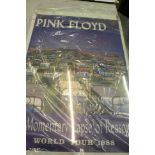 Music - Pink Floyd A Momentary Lapse of Reason World Tour 1988 poster, in clip frame, 35 x 25"