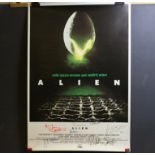 Film Autographs - Alien poster signed by 9 to include Sigourney Weaver, John Hurt, Ridley Scott etc,