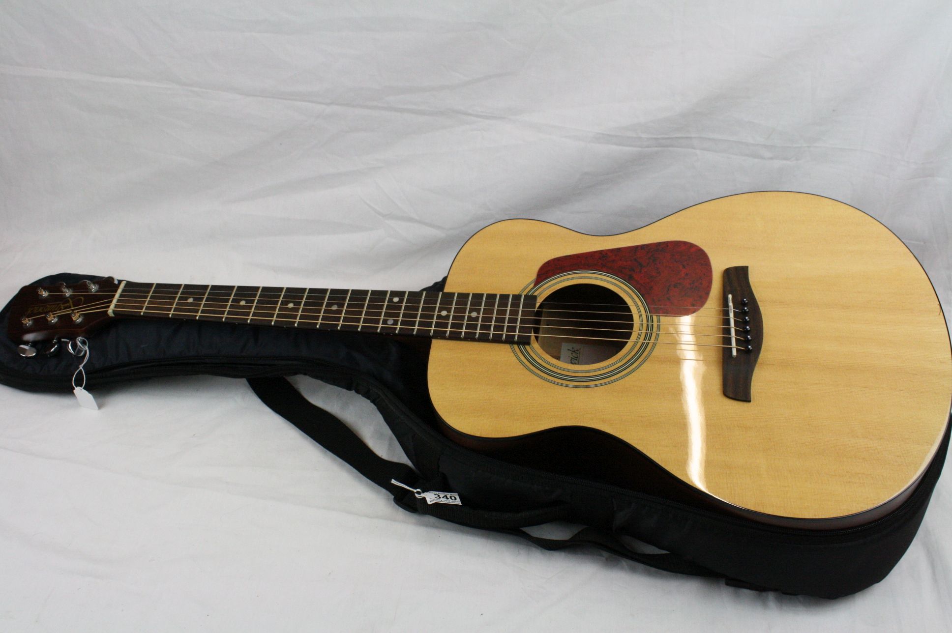 Guitar - A Brunswick BF200 acoustic guitar in natural finish, along with a gig bag. Good condition. - Image 6 of 6