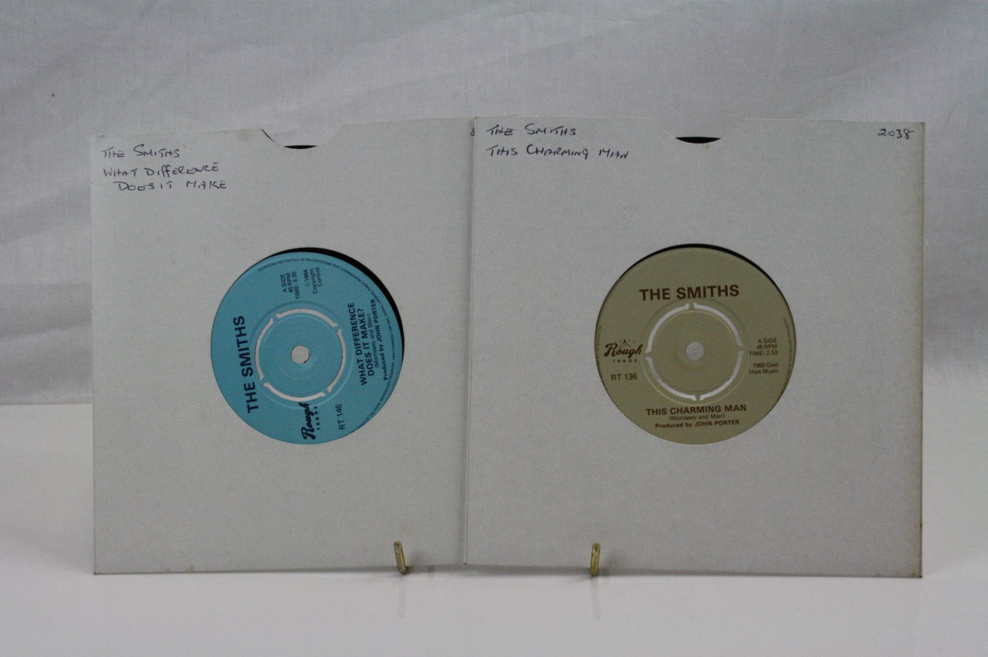 Vinyl - Two The Smiths 45s on Rough Trade to include This Charming Man RT136 early pressing with