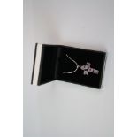 Murano Style Glass Crucifix on Silver Chain, cased