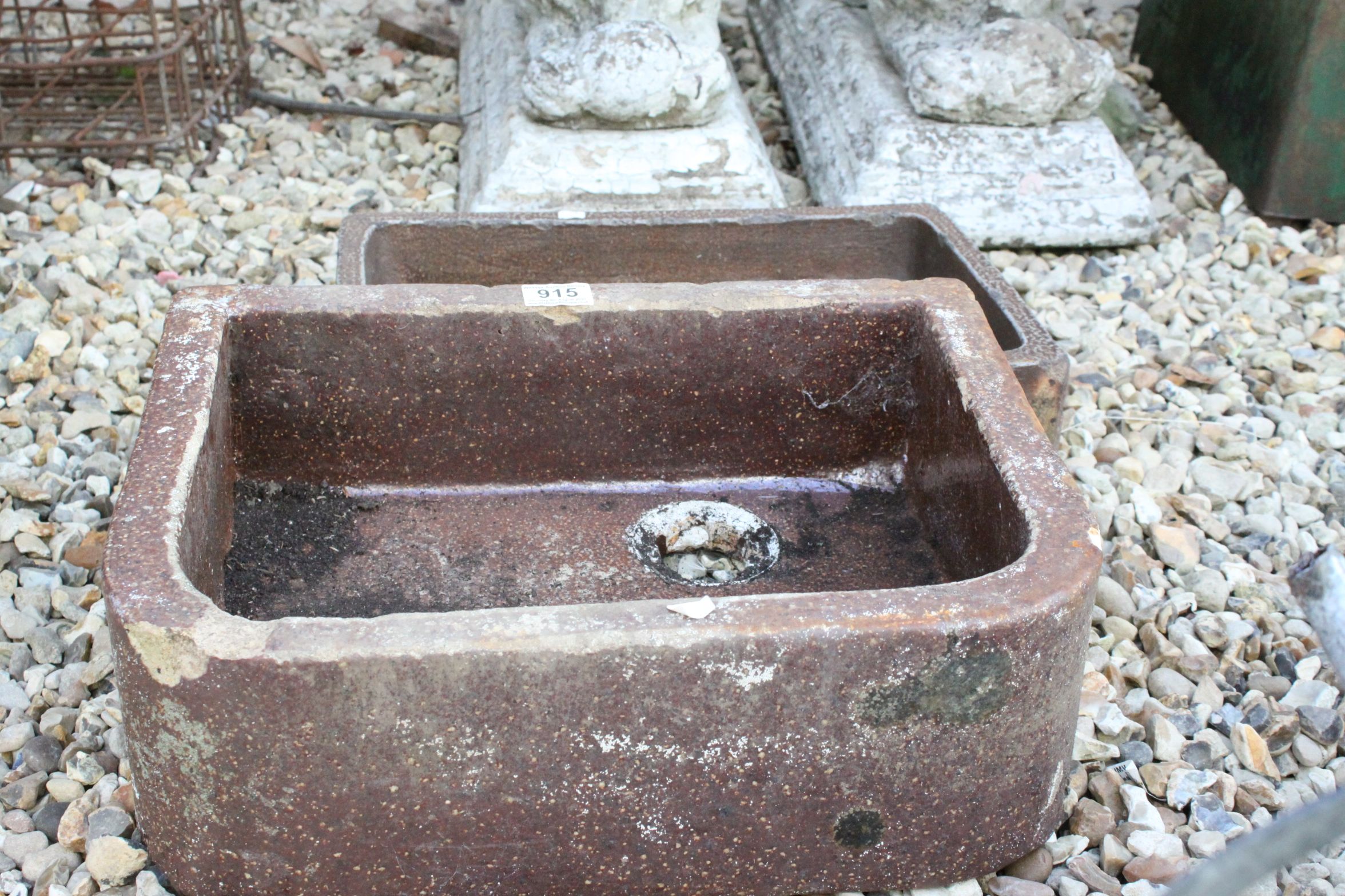 Two Vintage Brown Salt Glazed Planters - Image 2 of 3