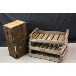 Vintage Wooden ' Jaffa ' Crate, 76cms long together with Three Wooden Apple Crates