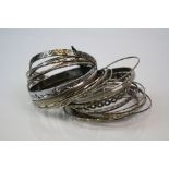 Collection of approx. 25 Bangles including Silver