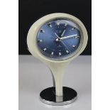 Mid 20th century / Retro ' Presta Jupiter ' Mantle Clock with Blue Face, raised on an atomic form