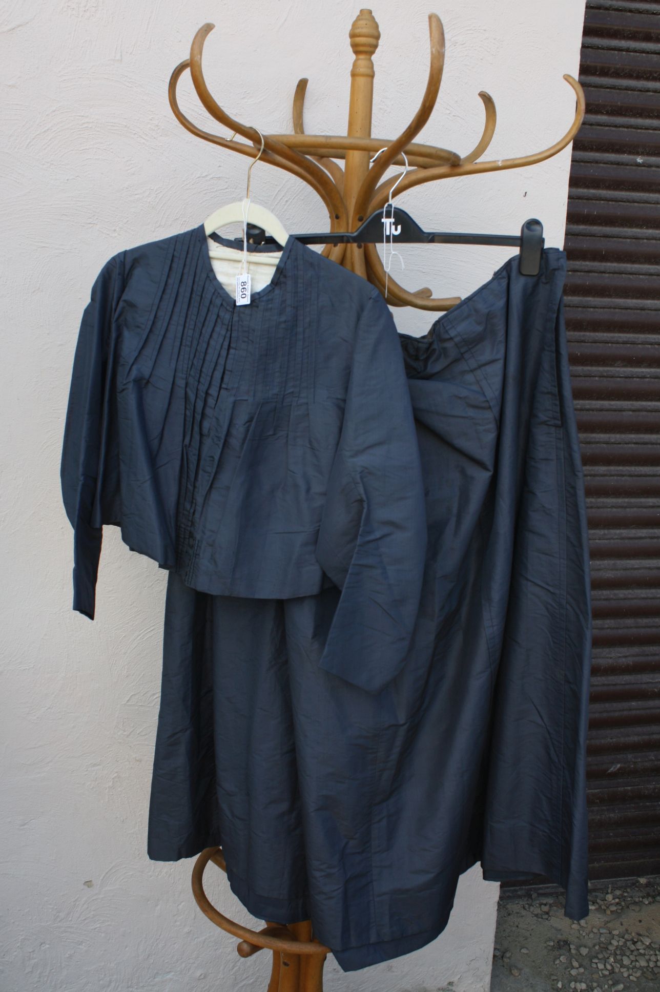 Vintage Clothing - Victorian Dark Blue Taffeta Jacket and Skirt Set - Image 2 of 3