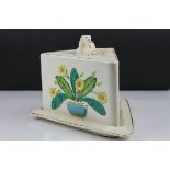 Late 19th / Early 20th century Ceramic Wedge Cheese Dish and Cover, decorated with Majolica