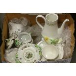 Box of Mixed Ceramics including Copeland Spode retailed by Harrod's, Wedgwood, Carlton ware, etc