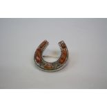 Silver Horse Shoe Shaped Brooch set with Agate