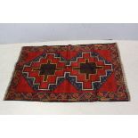 Woollen Hand Knotted Baluchi Rug, 128cms x 83cms