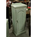 Painted Oak Cupboard with Arch Panelled Door and Three Fitted Shelves