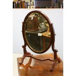 19th century Mahogany Framed Oval Swing Mirror, 58.5cms high