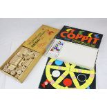 A wooden boxed childs construction blocks and a boxed Coppit game.
