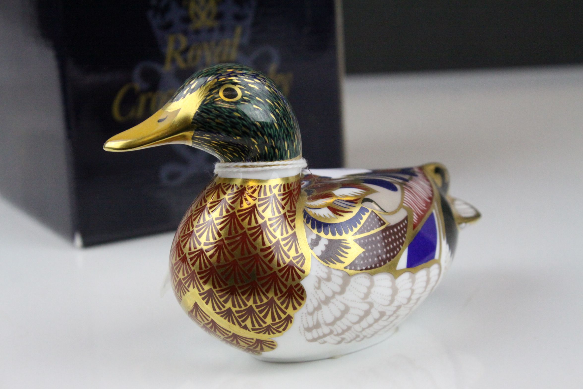 Royal Crown Derby Mallard Duck Paperweight with Gold Stopper, Boxed - Image 3 of 5