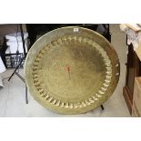 Large Indian / Perisan Brass Circular Tray, 89cms diameter