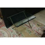 Glass Top Coffee Table on X-Frame Bronzed Base, 66cms long x 45cms high