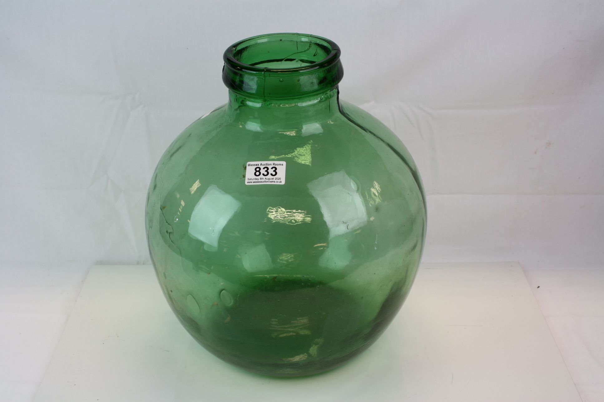 Large Green Glass Bottle / Terrarium marked Viresa, 41cms high