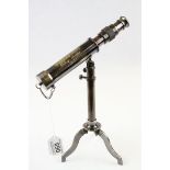 Brass Desk Telescope inscribed London on Tripod Support