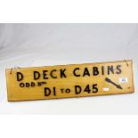 Mid 20th century Wooden Ocean Liner Sign originally installed on the Orient Lines SS Orontes (1929 -