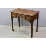George III Oak Low Boy with Three Drawers and raised on Square Legs, 83cms wide x 72cms wide