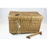 Wicker Hamper Basket containing a Quantity of Mid 20th century Baby Clothes, etc