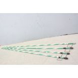 Four Vintage Green Striped ' Hook a Duck' Poles, 179cms
