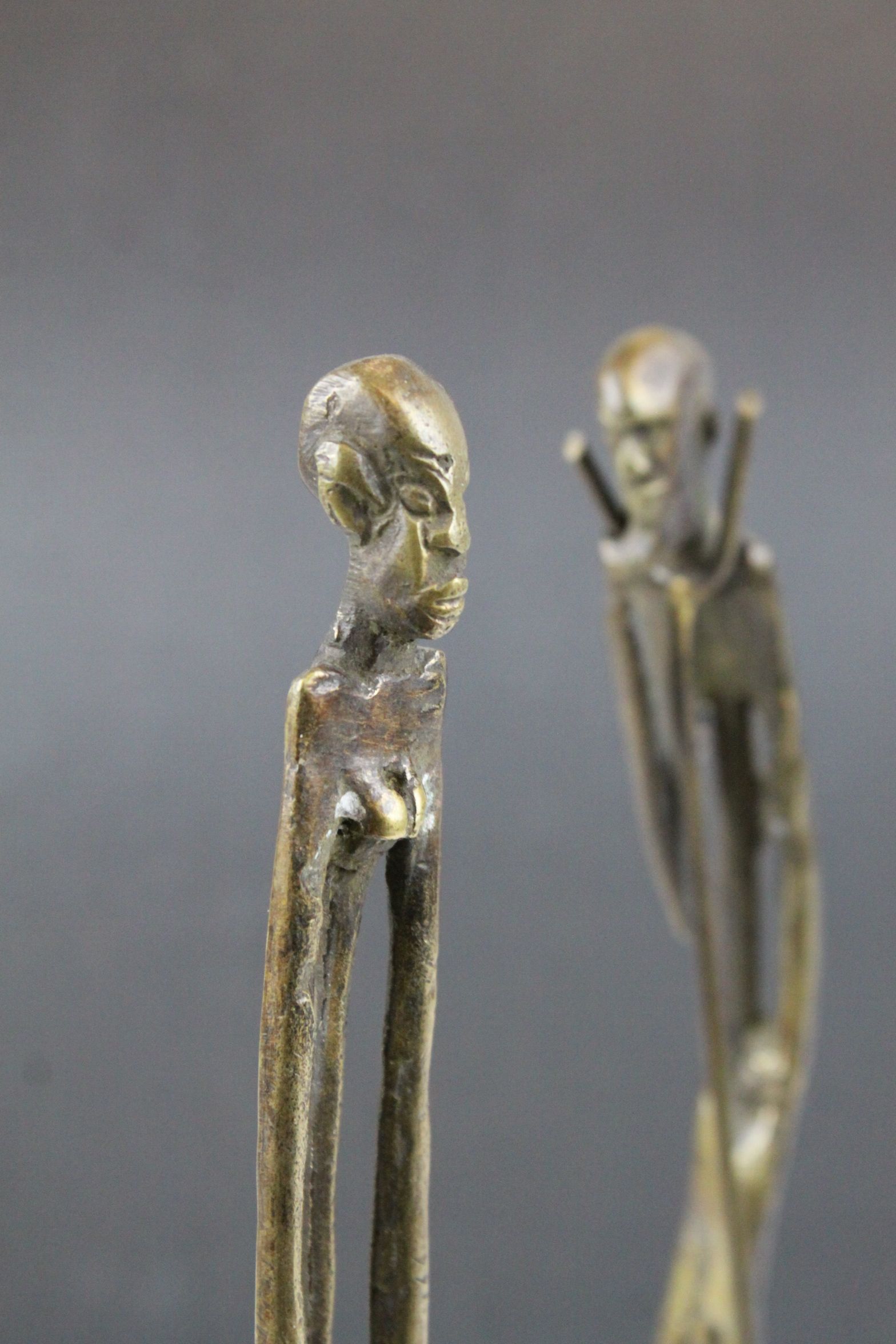 Pair of Benin Bronze Style Tall Slender African / Tribal Figures, 31cms high - Image 4 of 4