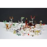 Collection of approximately 30 Murano glass animals and birds etc