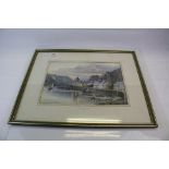 19th century Watercolour ' St Goathausen on the Rhine 1885 ' signed lower right J H V F, 25cms x