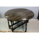 Early 18th century Oak Gateleg Table, re-tipped, 122cms long x 67cms high
