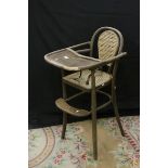 Bentwood Child's High Chair with Rattan Back and Seat, 94cms high
