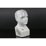 Pair of Contemporary Ceramic Bookends in the form of L. N. Fowler Phrenology Head, 20cms high