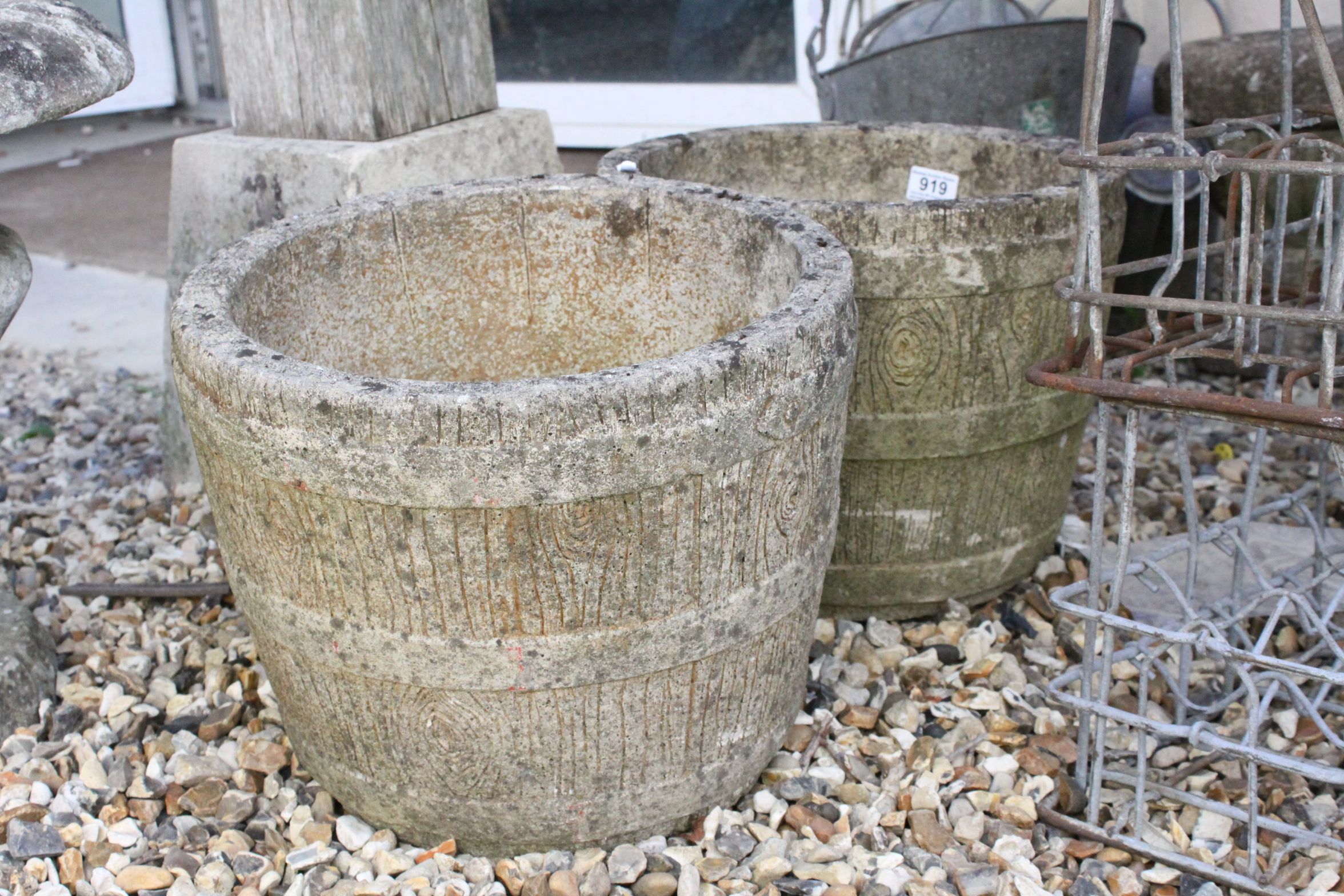 Pair of Reconstituted Garden Planters, 39cms diameter x 29cms high