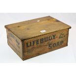 A vintage pine advertising box for Life Buoy soap